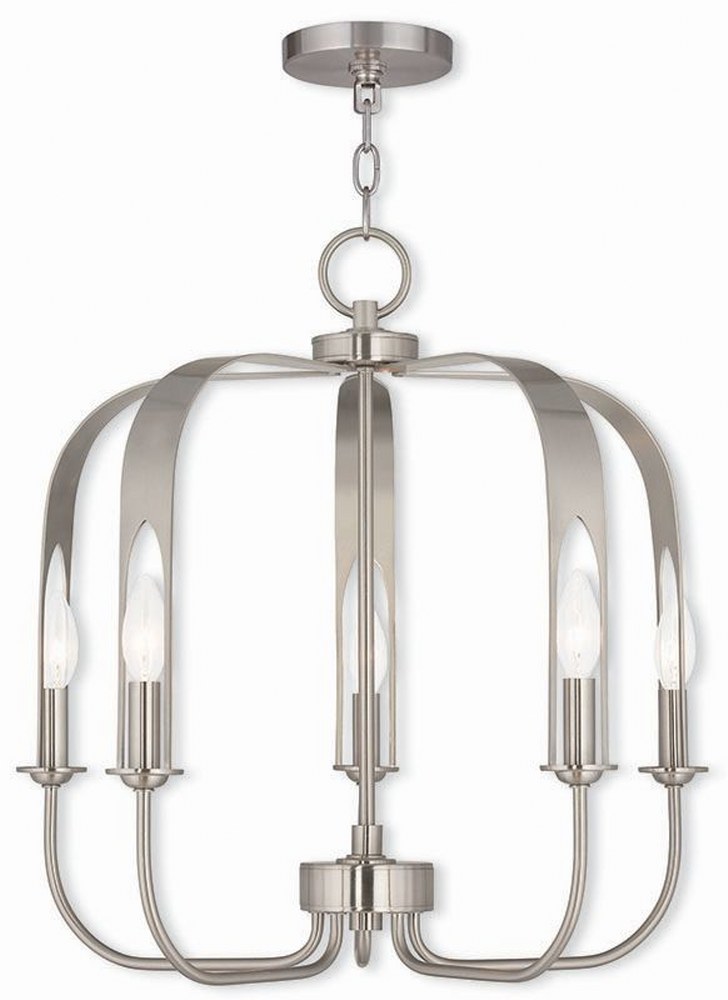 Livex Lighting-51935-91-Addison - 5 Light Chandelier in Addison Style - 22 Inches wide by 21.25 Inches high Brushed Nickel  English Bronze Finish