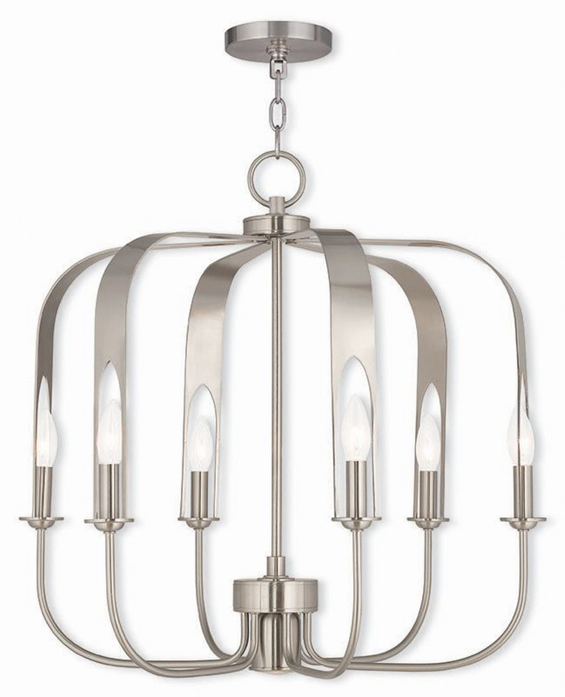 Livex Lighting-51936-91-Addison - 7 Light Chandelier in Addison Style - 25 Inches wide by 23.5 Inches high Brushed Nickel  English Bronze Finish