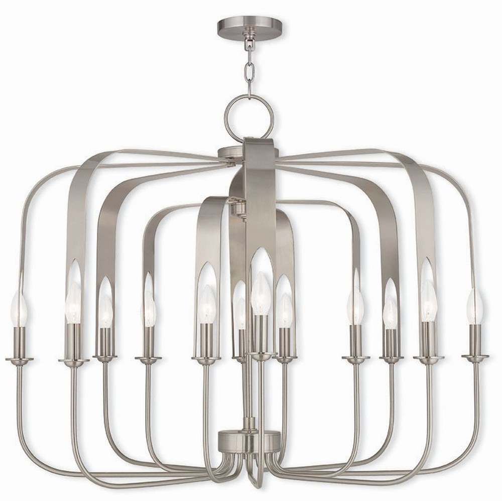 Livex Lighting-51939-91-Addison - 12 Light Chandelier in Addison Style - 36 Inches wide by 27.5 Inches high Brushed Nickel  English Bronze Finish