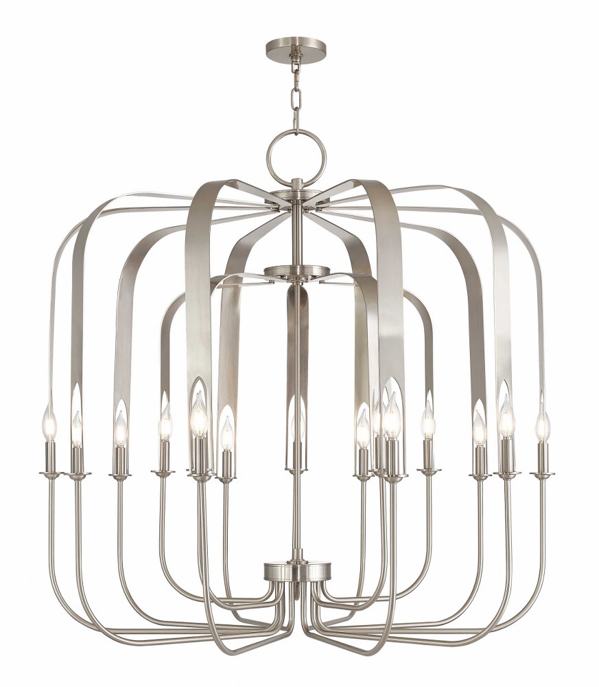 Livex Lighting-51949-91-Addison - 15 Light Foyer Chandelier in Addison Style - 42 Inches wide by 41.5 Inches high Brushed Nickel  English Bronze Finish