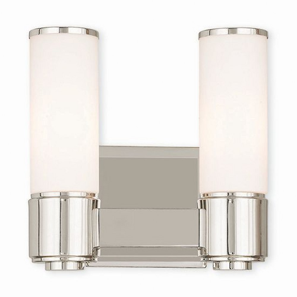 Livex Lighting-52102-35-Weston - 2 Light ADA Bath Vanity in Weston Style - 10 Inches wide by 9.75 Inches high Polished Nickel Brushed Nickel Finish with Satin Opal White Glass