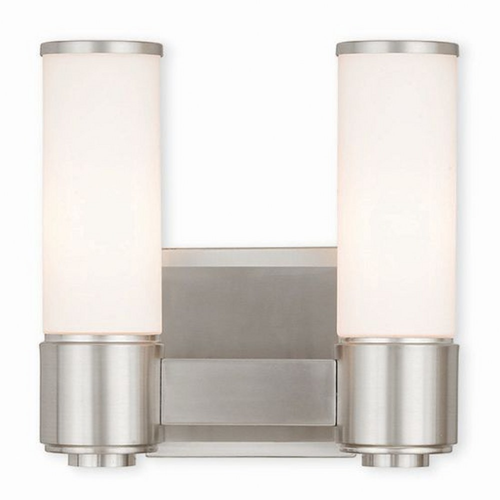 Livex Lighting-52102-91-Weston - 2 Light ADA Bath Vanity in Weston Style - 10 Inches wide by 9.75 Inches high Brushed Nickel Brushed Nickel Finish with Satin Opal White Glass