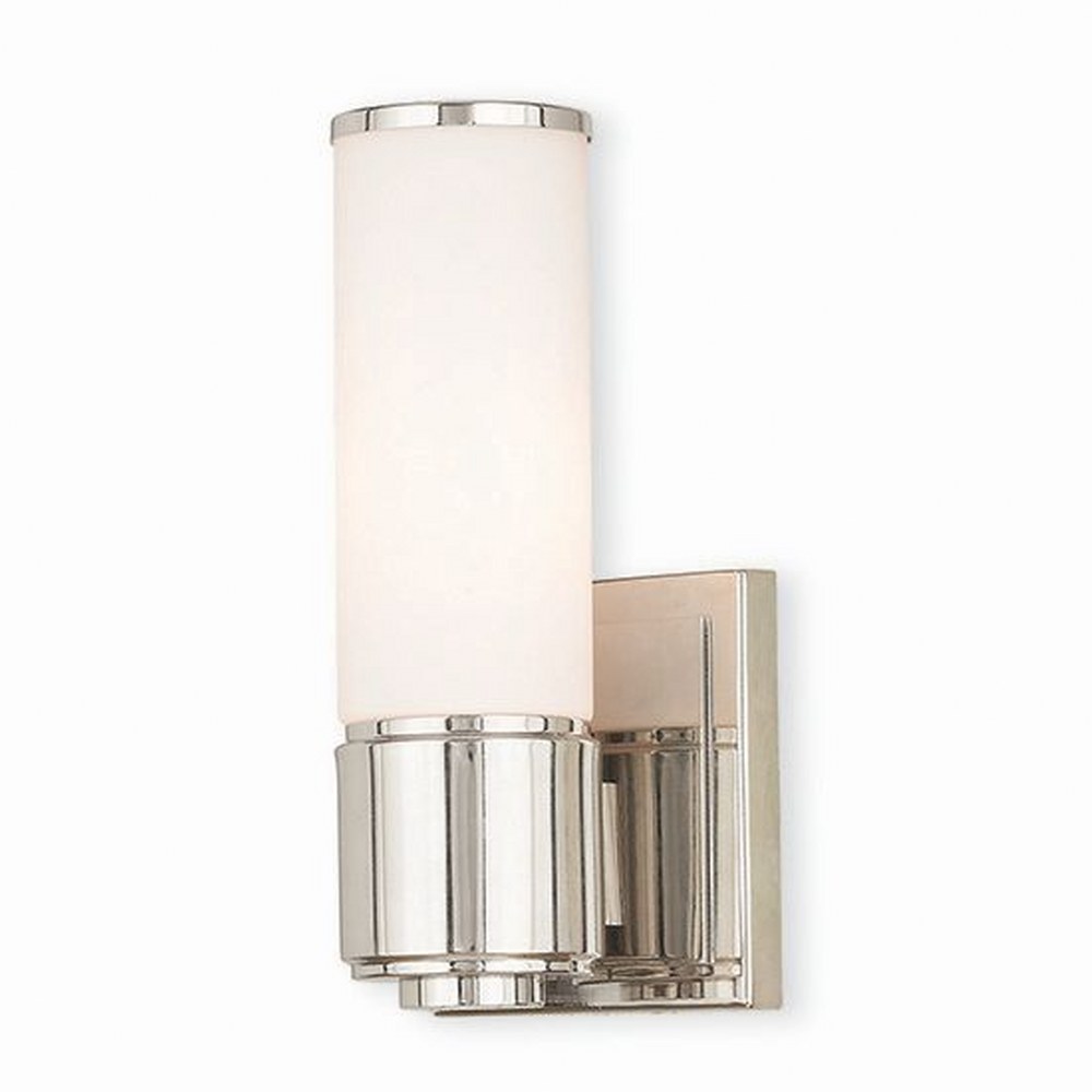 Livex Lighting-52121-35-Weston - 1 Light ADA Bath Vanity in Weston Style - 4.75 Inches wide by 9.5 Inches high Polished Nickel Brushed Nickel Finish with Satin Opal White Glass