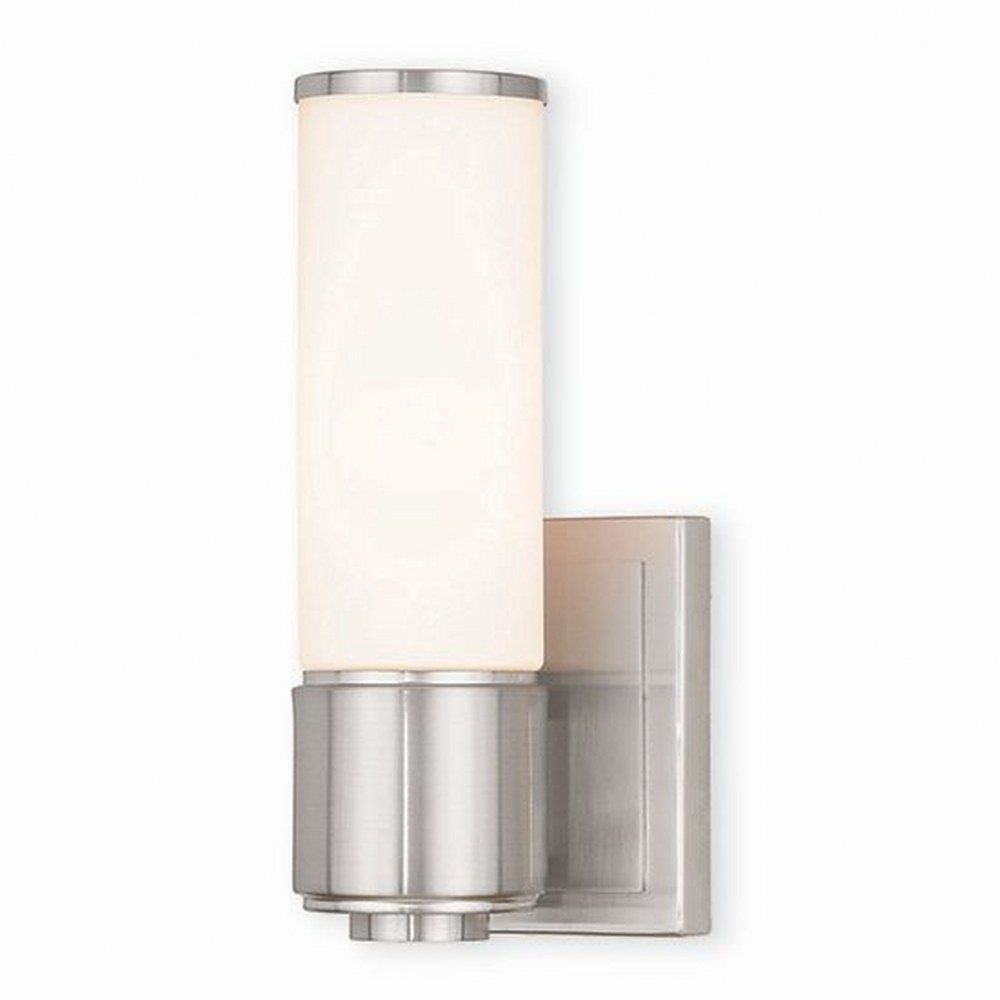 Livex Lighting-52121-91-Weston - 1 Light ADA Bath Vanity in Weston Style - 4.75 Inches wide by 9.5 Inches high Brushed Nickel Brushed Nickel Finish with Satin Opal White Glass