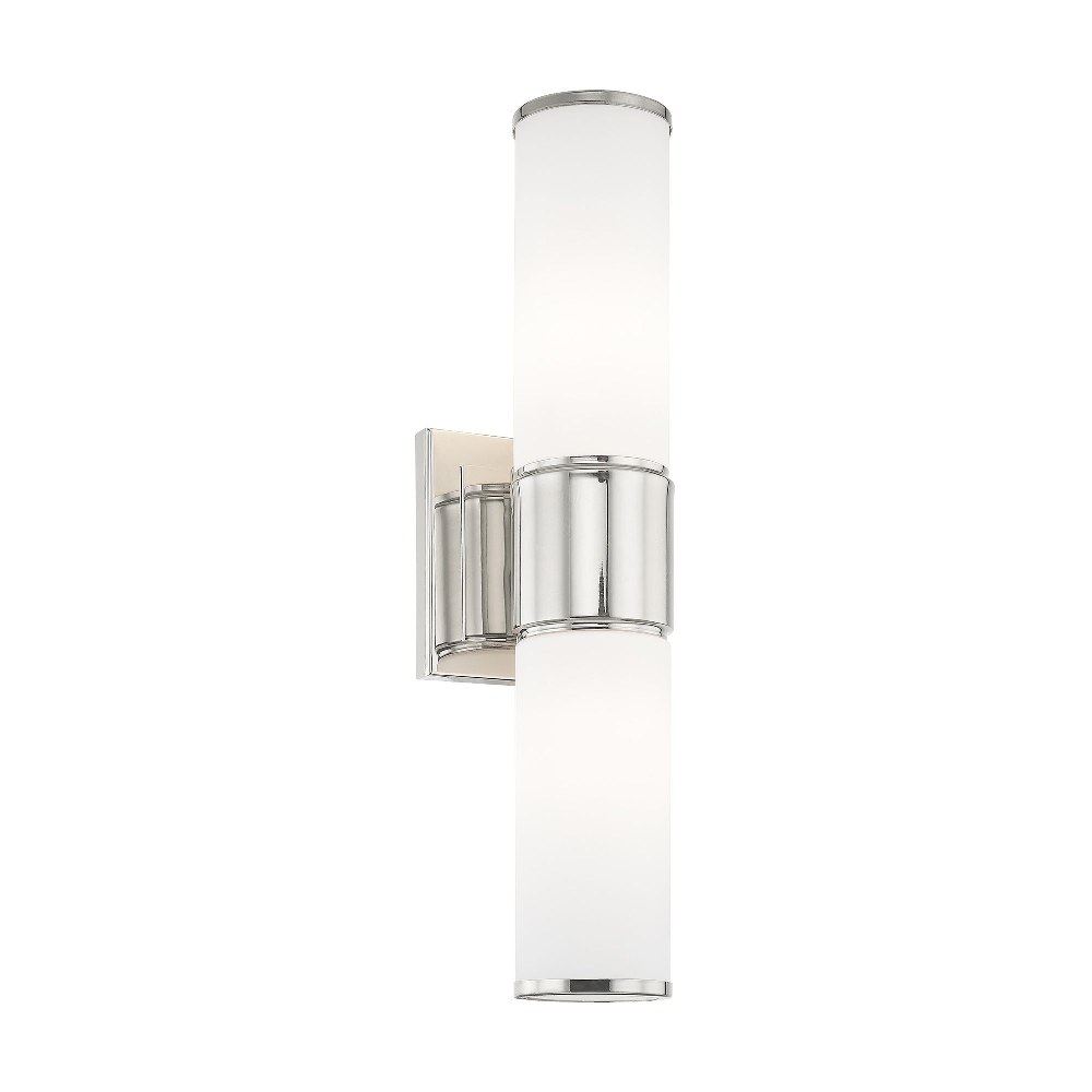 Livex Lighting-52122-35-Weston - 2 Light ADA Bath Vanity in Weston Style - 16.5 Inches wide by 4.75 Inches high Polished Nickel Brushed Nickel Finish with Satin Opal White Glass