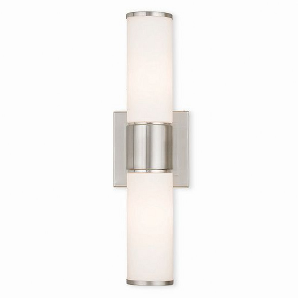Livex Lighting-52122-91-Weston - 2 Light ADA Bath Vanity in Weston Style - 16.5 Inches wide by 4.75 Inches high Brushed Nickel Brushed Nickel Finish with Satin Opal White Glass