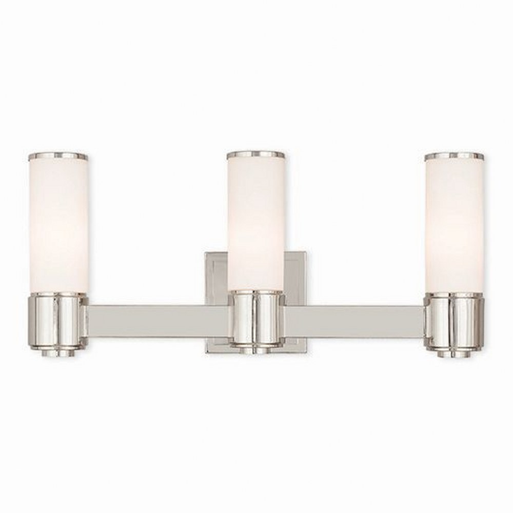 Livex Lighting-52123-35-Weston - 3 Light ADA Bath Vanity in Weston Style - 22 Inches wide by 9.75 Inches high Polished Nickel Brushed Nickel Finish with Satin Opal White Glass