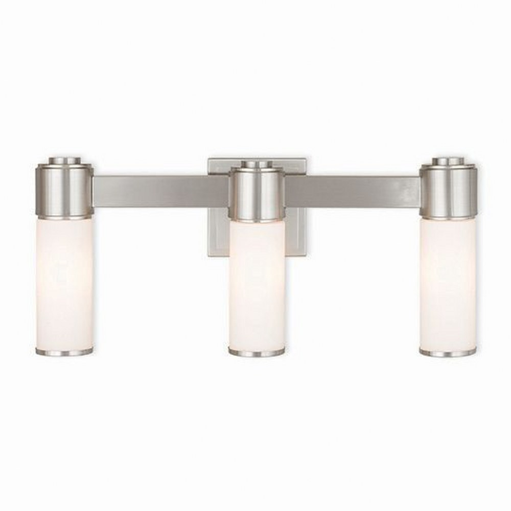Livex Lighting-52123-91-Weston - 3 Light ADA Bath Vanity in Weston Style - 22 Inches wide by 9.75 Inches high Brushed Nickel Brushed Nickel Finish with Satin Opal White Glass