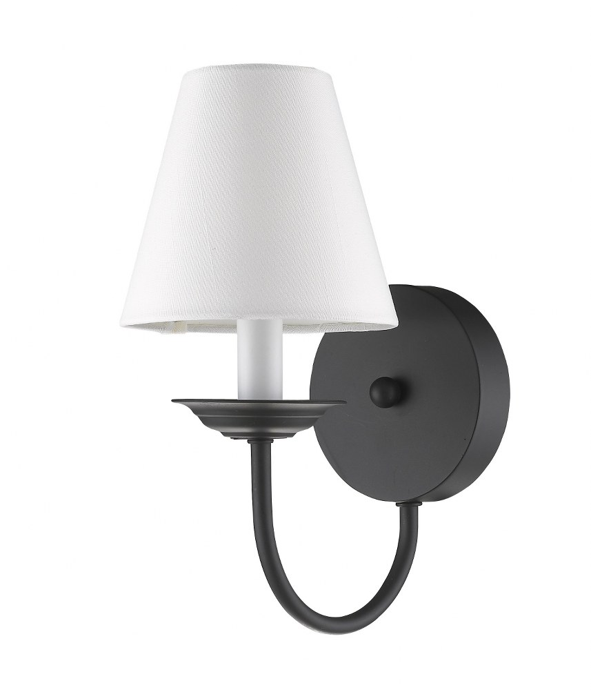 Livex Lighting-5271-04-Mendham - 1 Light Wall Sconce in Mendham Style - 5 Inches wide by 11.5 Inches high   Black Finish with Off-White Fabric Shade