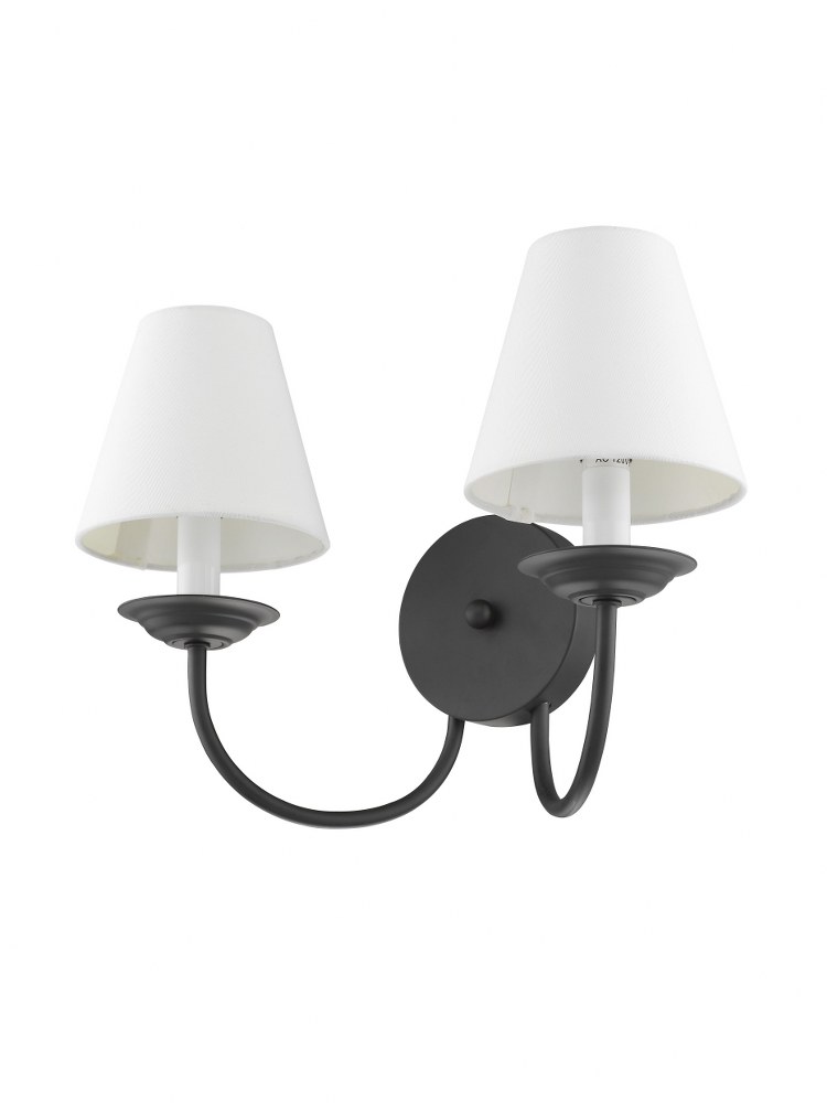 Livex Lighting-5272-04-Mendham - 2 Light Wall Sconce   Black Finish with Off-White Fabric Shade