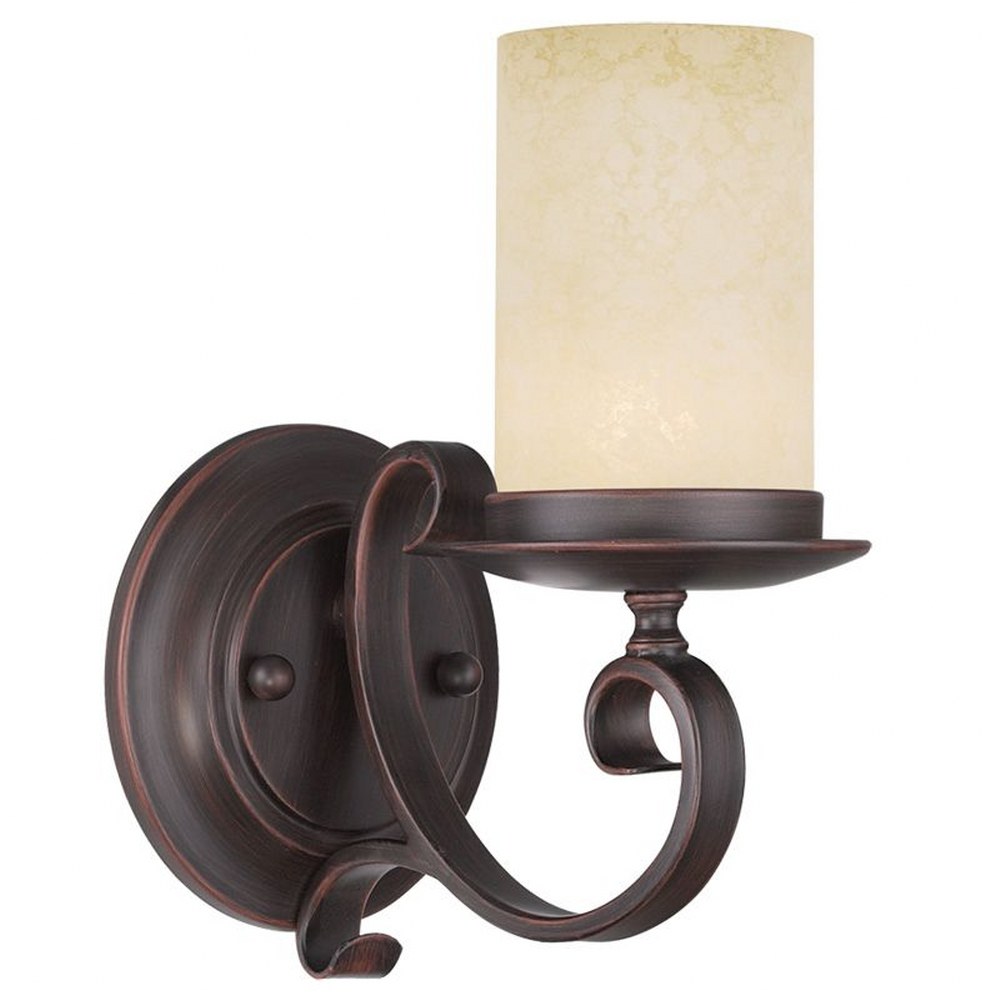 Livex Lighting-5481-58-Millburn Manor - 1 Light Wall Sconce in Millburn Manor Style - 5.5 Inches wide by 9.75 Inches high   Imperial Bronze Finish with Vintage Scavo Glass