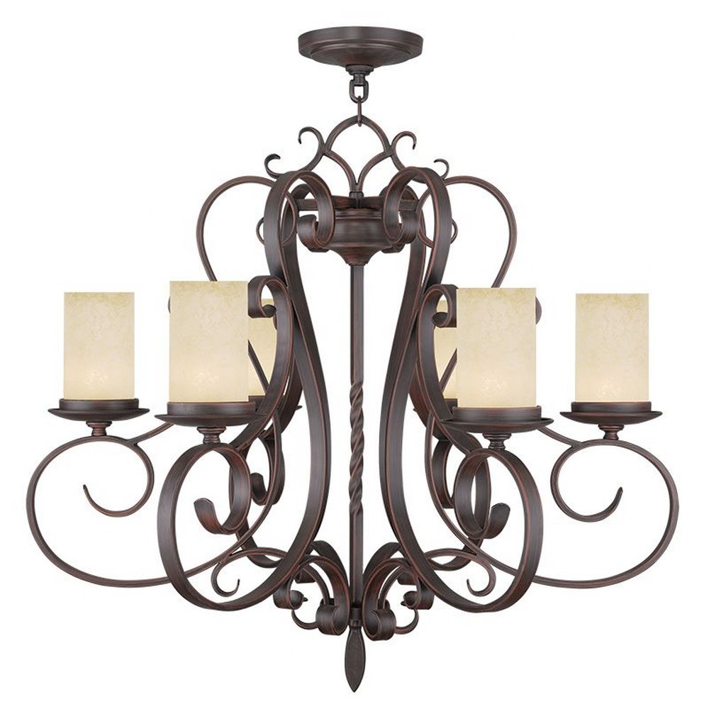 Livex Lighting-5486-58-Millburn Manor - 6 Light Chandelier in Millburn Manor Style - 29.5 Inches wide by 26.5 Inches high   Imperial Bronze Finish with Vintage Scavo Glass