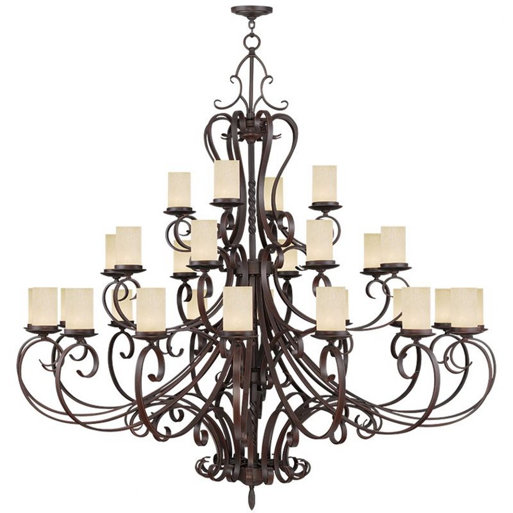 Livex Lighting-5498-58-Millburn Manor - 28 Light Chandelier in Millburn Manor Style - 63 Inches wide by 64 Inches high   Imperial Bronze Finish with Vintage Scavo Glass