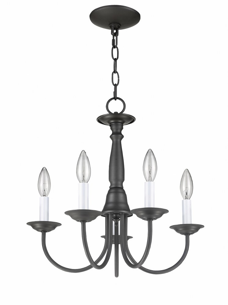 Livex Lighting-6030-07-Home Basics - 5 Light Chandelier in Home Basics Style - 17.5 Inches wide by 15 Inches high Bronze  Brushed Nickel Finish