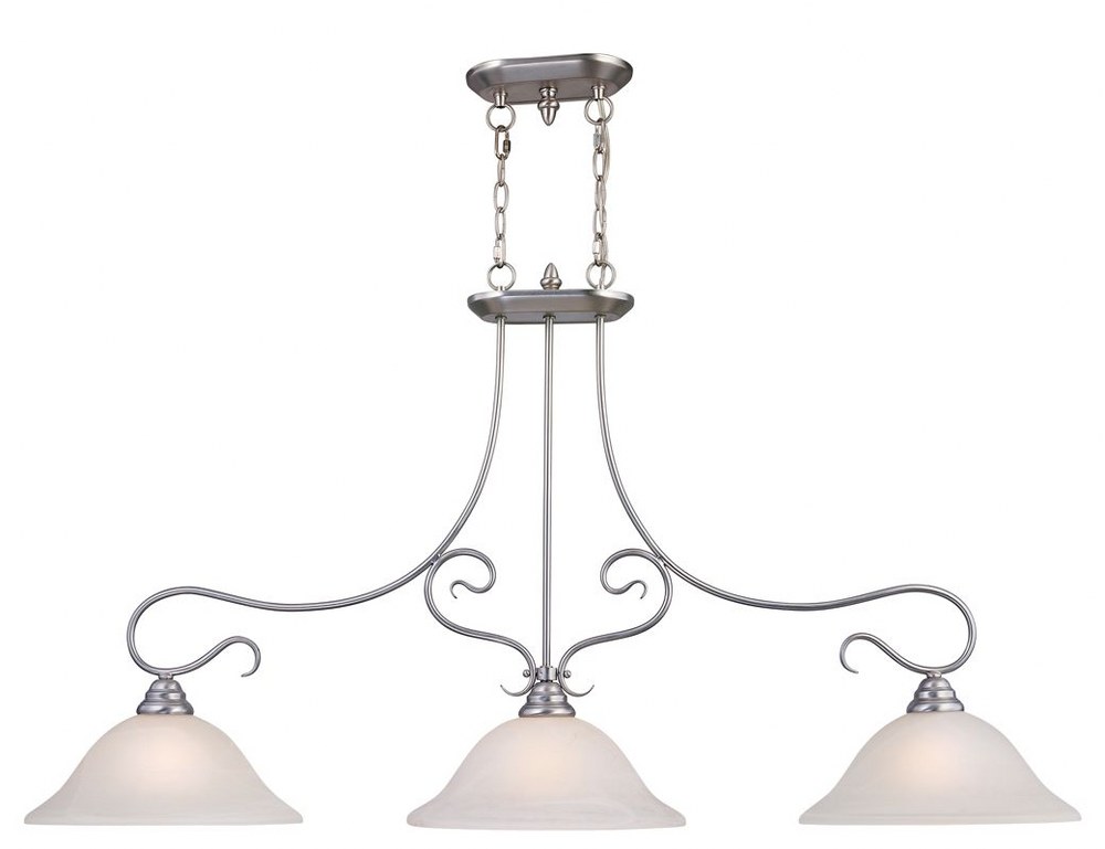 Livex Lighting-6108-91-Coronado - 3 Light Island in Coronado Style - 13 Inches wide by 27 Inches high Brushed Nickel Brushed Nickel Finish with White Alabaster Glass