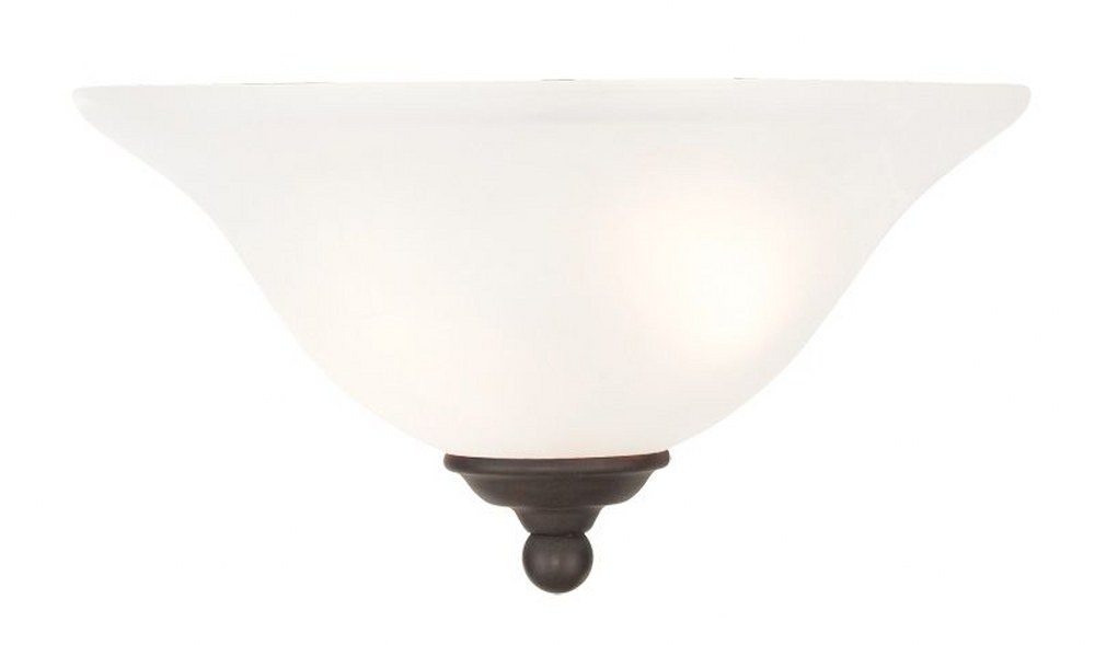 Livex Lighting-6120-07-Coronado - 1 Light Wall Sconce in Coronado Style - 13 Inches wide by 6.5 Inches high Bronze Brushed Nickel Finish with White Alabaster Glass