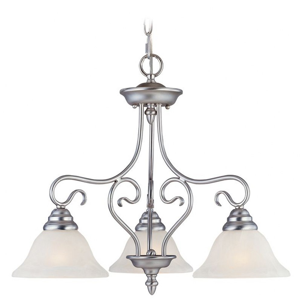 Livex Lighting-6133-91-Coronado - 3 Light Chandelier in Coronado Style - 24 Inches wide by 20.5 Inches high Brushed Nickel Brushed Nickel Finish with White Alabaster Glass