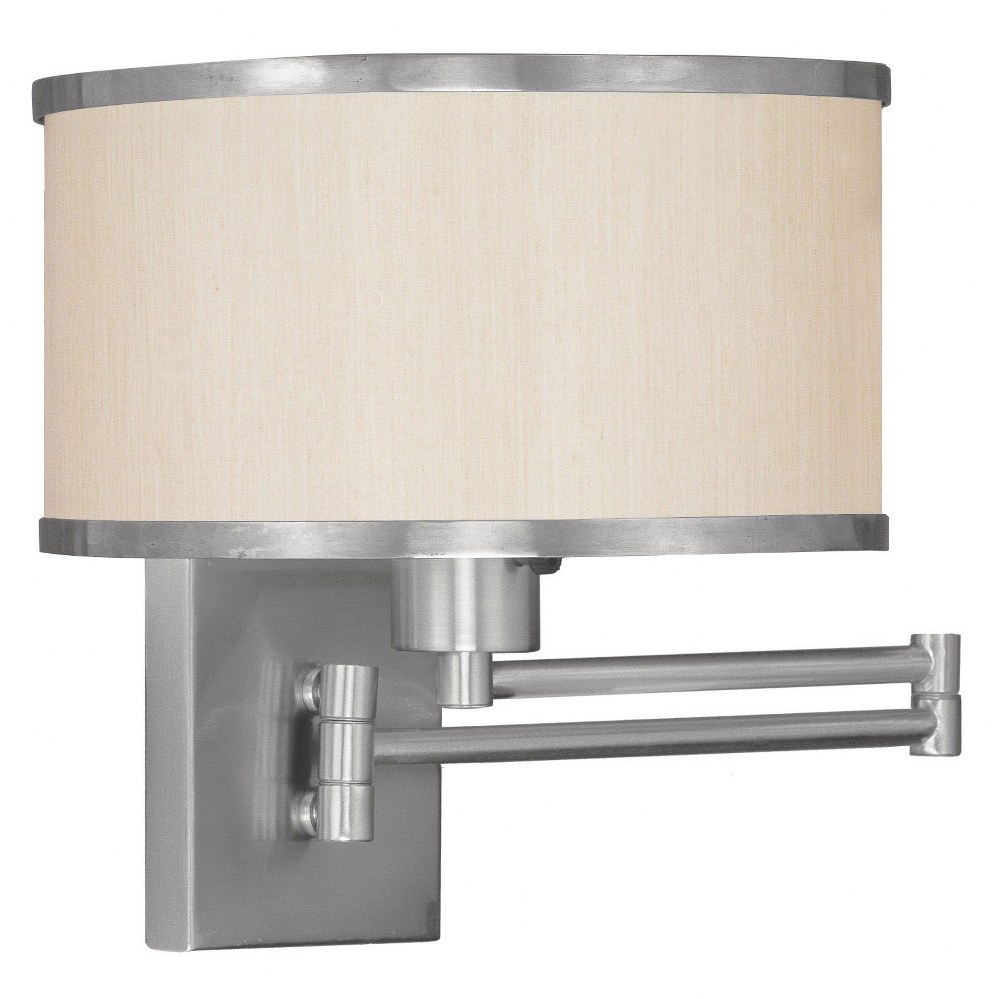 Livex Lighting-6279-91-Park Ridge - 1 Light Swing Arm Wall Sconce in Park Ridge Style - 11 Inches wide by 11.5 Inches high   Brushed Nickel Finish with Handmade Champagne Shade