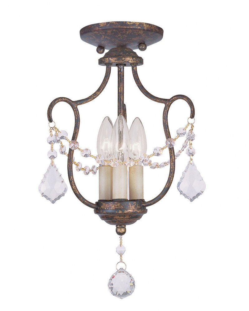 Livex Lighting-6420-71-Chesterfield - 3 Light Convertible Mini Pendant in Chesterfield Style - 10 Inches wide by 16 Inches high   Hand Applied Venetian Golden Bronze Finish