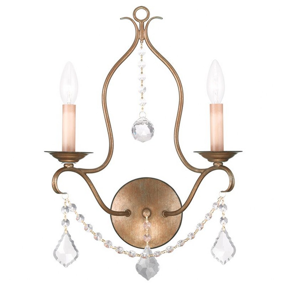 Livex Lighting-6422-48-Chesterfield - 2 Light Wall Sconce in Chesterfield Style - 12 Inches wide by 19.5 Inches high Antique Gold Leaf  Antique Gold Leaf Finish