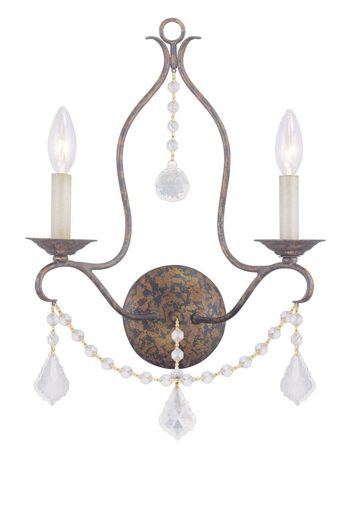 Livex Lighting-6422-71-Chesterfield - 2 Light Wall Sconce in Chesterfield Style - 12 Inches wide by 19.5 Inches high Hand Applied Venetian Golden Bronze  Antique Gold Leaf Finish