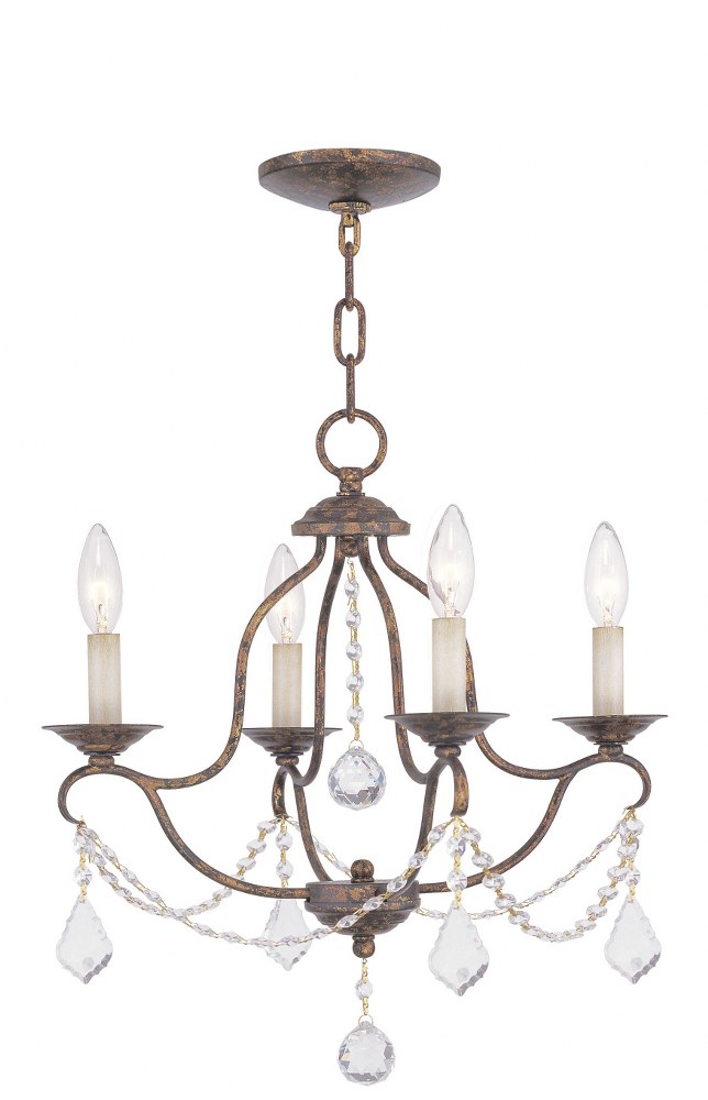 Livex Lighting-6424-71-Chesterfield - 4 Light Mini Chandelier in Chesterfield Style - 18 Inches wide by 18 Inches high Hand Applied Venetian Golden Bronze  Brushed Nickel Finish