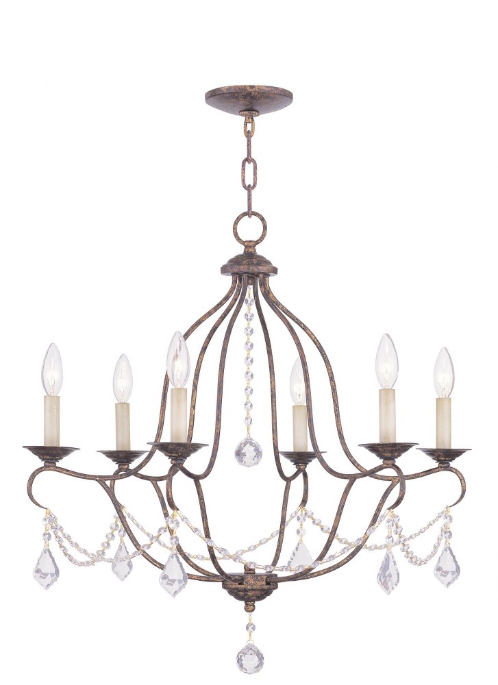 Livex Lighting-6426-71-Chesterfield - 6 Light Chandelier in Chesterfield Style - 25 Inches wide by 26 Inches high Hand Applied Venetian Golden Bronze  Brushed Nickel Finish