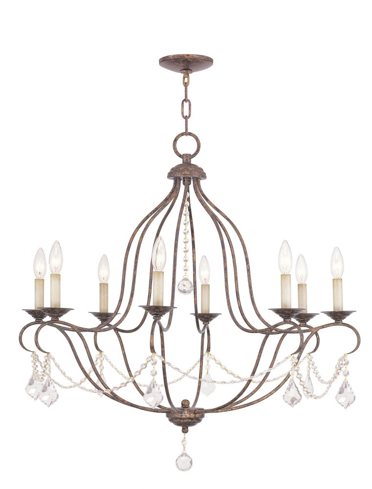 Livex Lighting-6428-71-Chesterfield - 8 Light Chandelier in Chesterfield Style - 32 Inches wide by 30 Inches high Hand Applied Venetian Golden Bronze  Brushed Nickel Finish