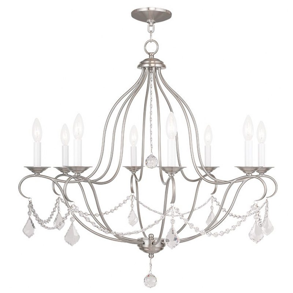 Livex Lighting-6428-91-Chesterfield - 8 Light Chandelier in Chesterfield Style - 32 Inches wide by 30 Inches high Brushed Nickel  Brushed Nickel Finish