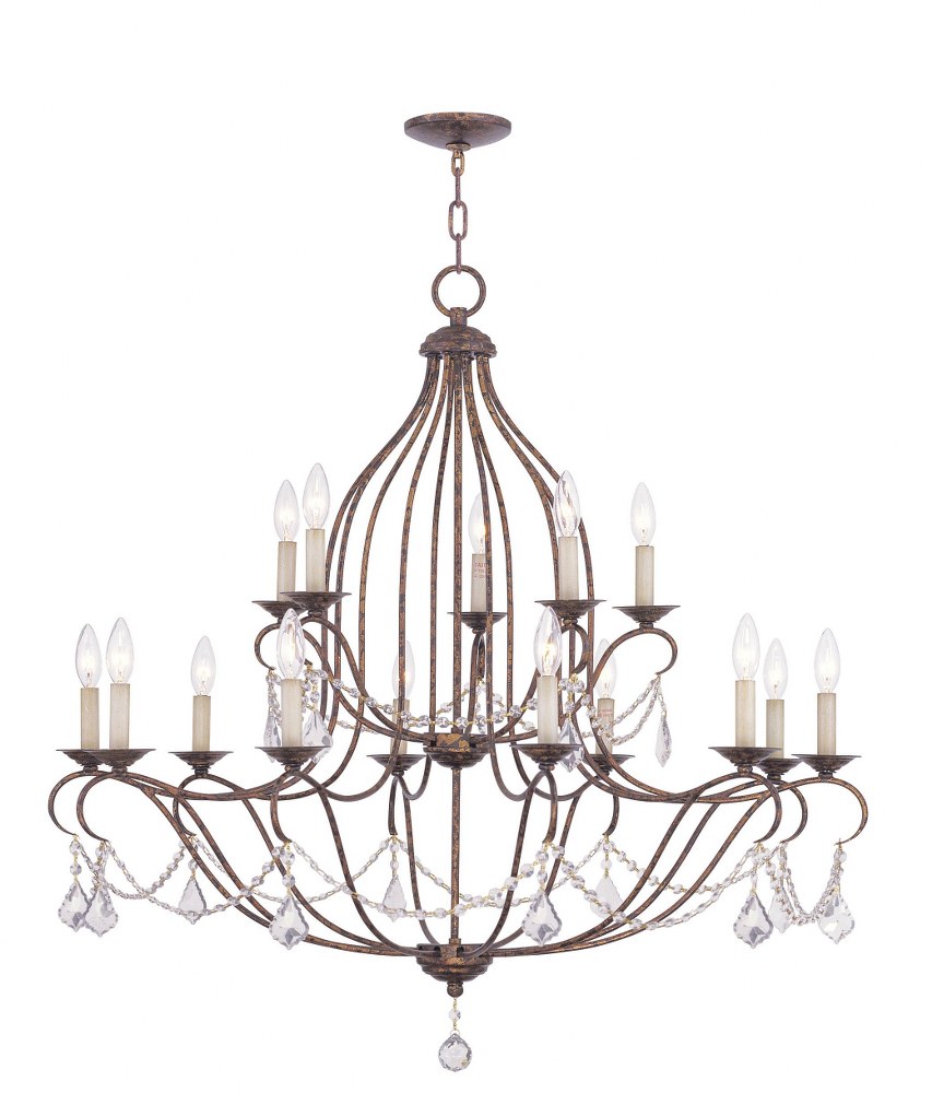 Livex Lighting-6429-71-Chesterfield - 15 Light Chandelier in Chesterfield Style - 38 Inches wide by 38 Inches high Hand Applied Venetian Golden Bronze  Antique Gold Leaf Finish