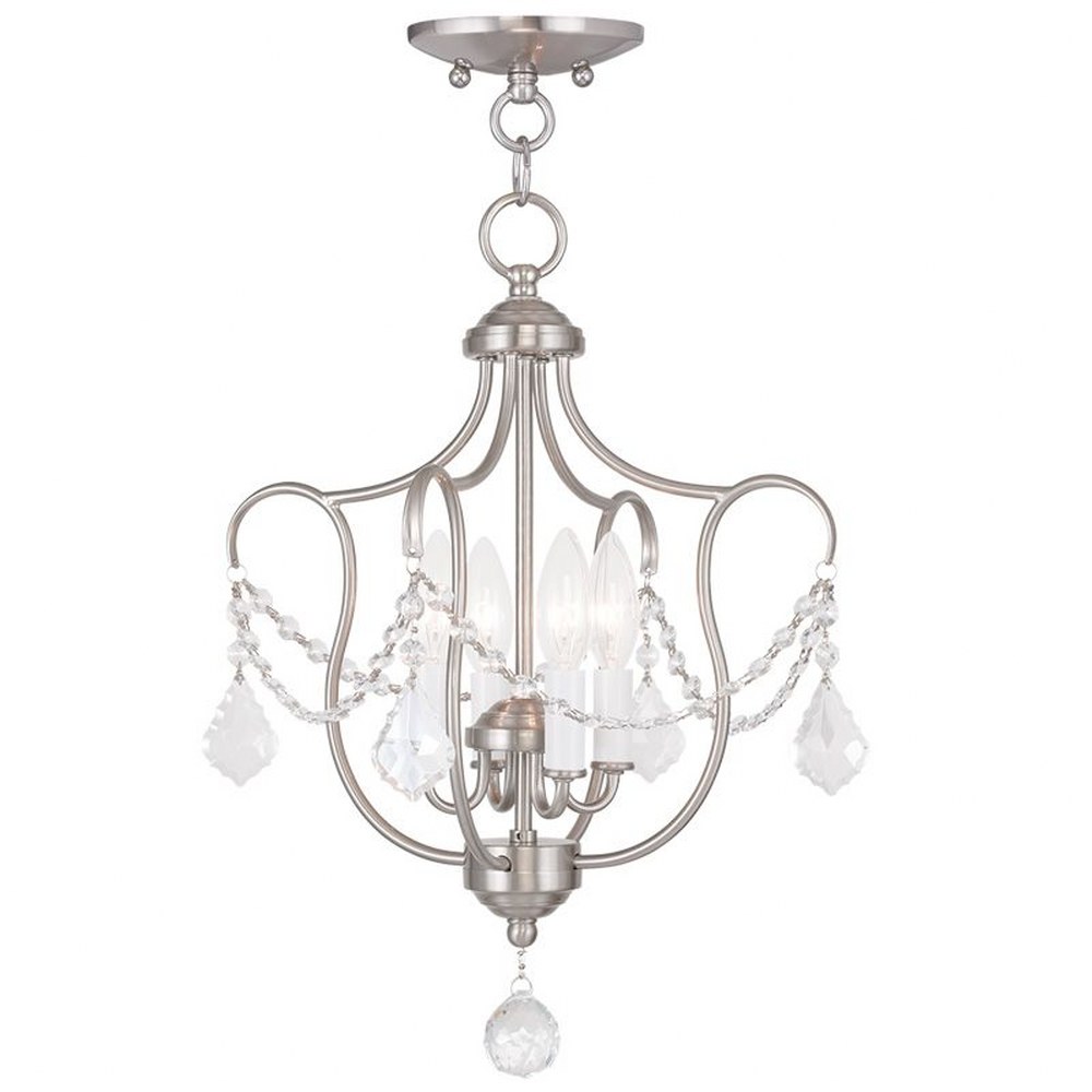 Livex Lighting-6434-91-Chesterfield - 4 Light Convertible Mini Pendant Brushed Nickel  Brushed Nickel Finish