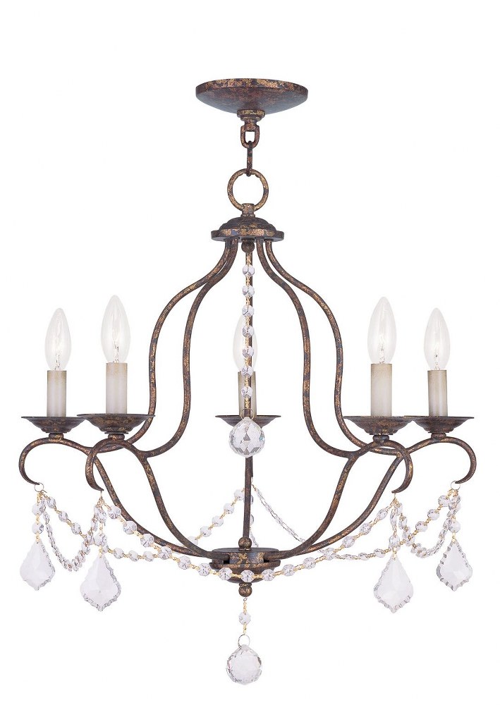 Livex Lighting-6435-71-Chesterfield - 5 Light Chandelier in Chesterfield Style - 22 Inches wide by 23.75 Inches high Hand Applied Venetian Golden Bronze  Hand Applied Venetian Golden Bronze Finish