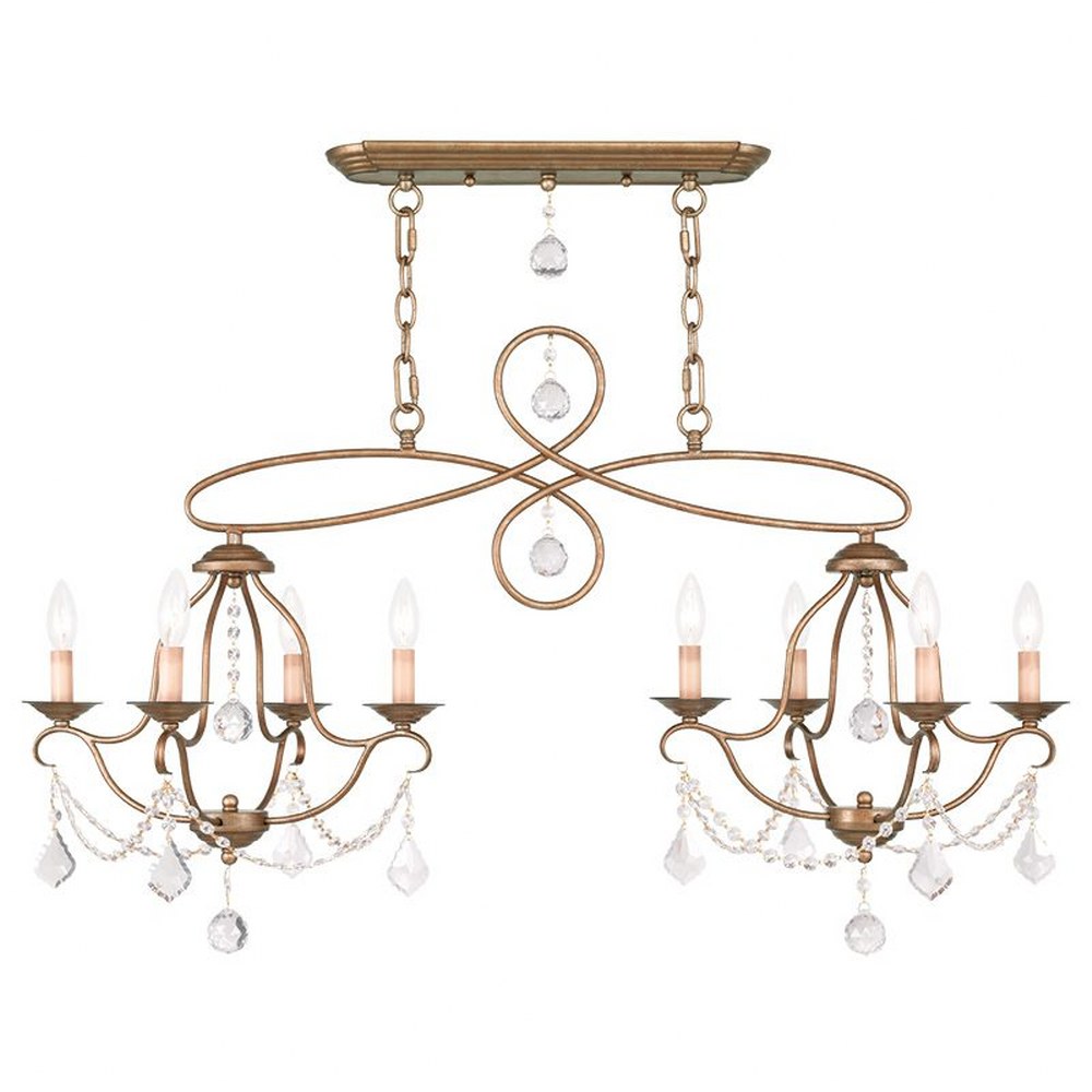 Livex Lighting-6437-48-Chesterfield - 8 Light Island/Chandelier in Chesterfield Style - 18 Inches wide by 24 Inches high Antique Gold Leaf  Hand Applied Venetian Golden Bronze Finish