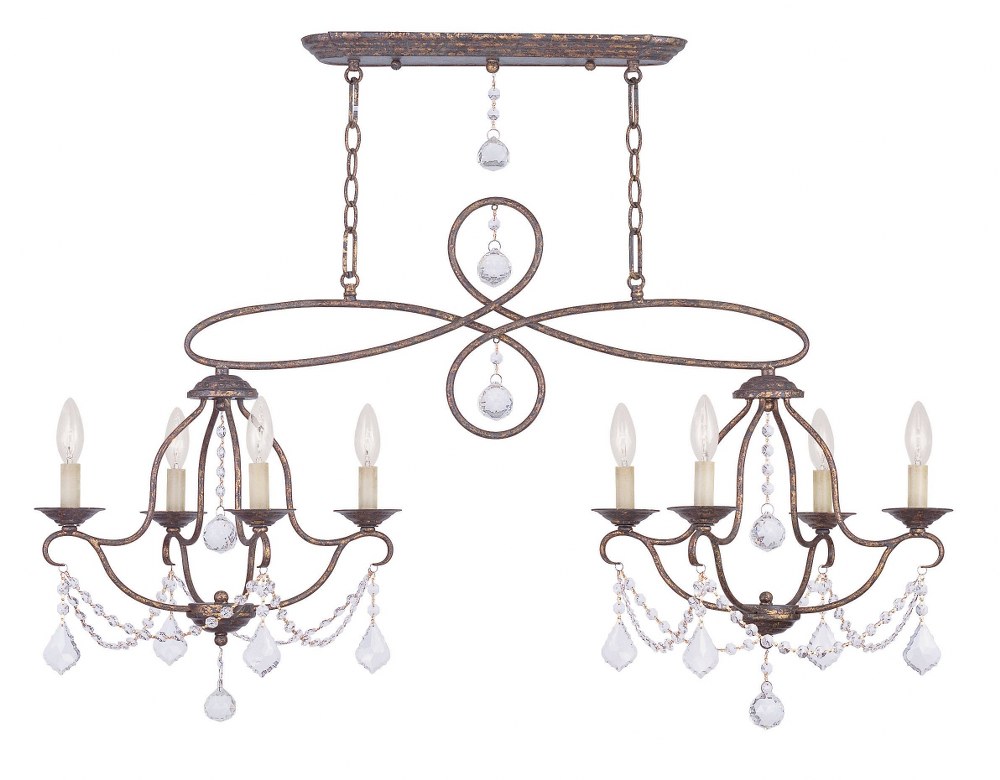 Livex Lighting-6437-71-Chesterfield - 8 Light Island/Chandelier in Chesterfield Style - 18 Inches wide by 24 Inches high Hand Applied Venetian Golden Bronze  Hand Applied Venetian Golden Bronze Finish