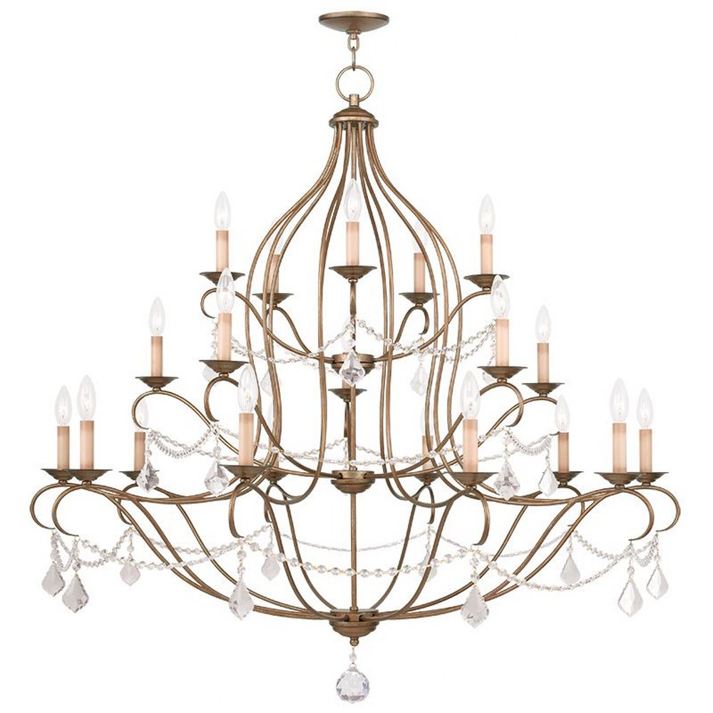 Livex Lighting-6439-48-Chesterfield - 20 Light Chandelier in Chesterfield Style - 46 Inches wide by 45.5 Inches high Antique Gold Leaf  Hand Applied Venetian Golden Bronze Finish