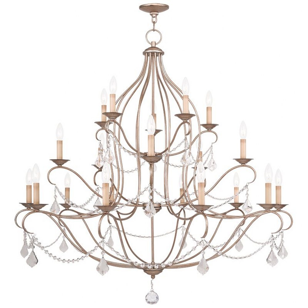 Livex Lighting-6439-73-Chesterfield - 20 Light Chandelier in Chesterfield Style - 46 Inches wide by 45.5 Inches high Antique Silver Leaf  Hand Applied Venetian Golden Bronze Finish