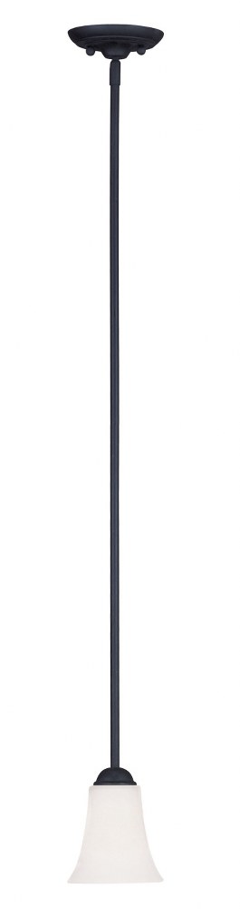 Livex Lighting-6460-04-Ridgedale - 1 Light Mini Pendant in Ridgedale Style - 5.5 Inches wide by 8 Inches high   Black Finish with Satin Opal White Glass