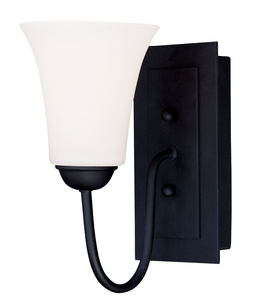 Livex Lighting-6481-04-Ridgedale - 1 Light Wall Sconce in Ridgedale Style - 5.5 Inches wide by 10 Inches high   Black Finish with Satin Opal White Glass