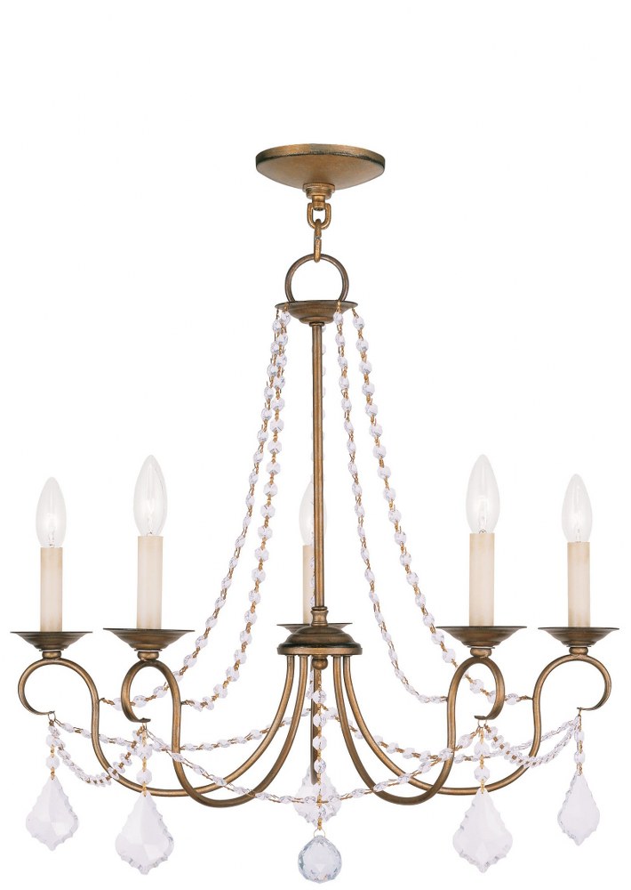 Livex Lighting-6515-48-Pennington - 5 Light Chandelier in Pennington Style - 25 Inches wide by 23 Inches high Antique Gold Leaf  Hand Painted Antique Silver Leaf Finish