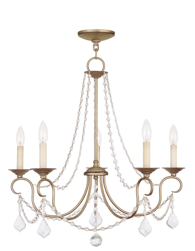 Livex Lighting-6515-73-Pennington - 5 Light Chandelier in Pennington Style - 25 Inches wide by 23 Inches high Antique Silver Leaf  Hand Painted Antique Silver Leaf Finish