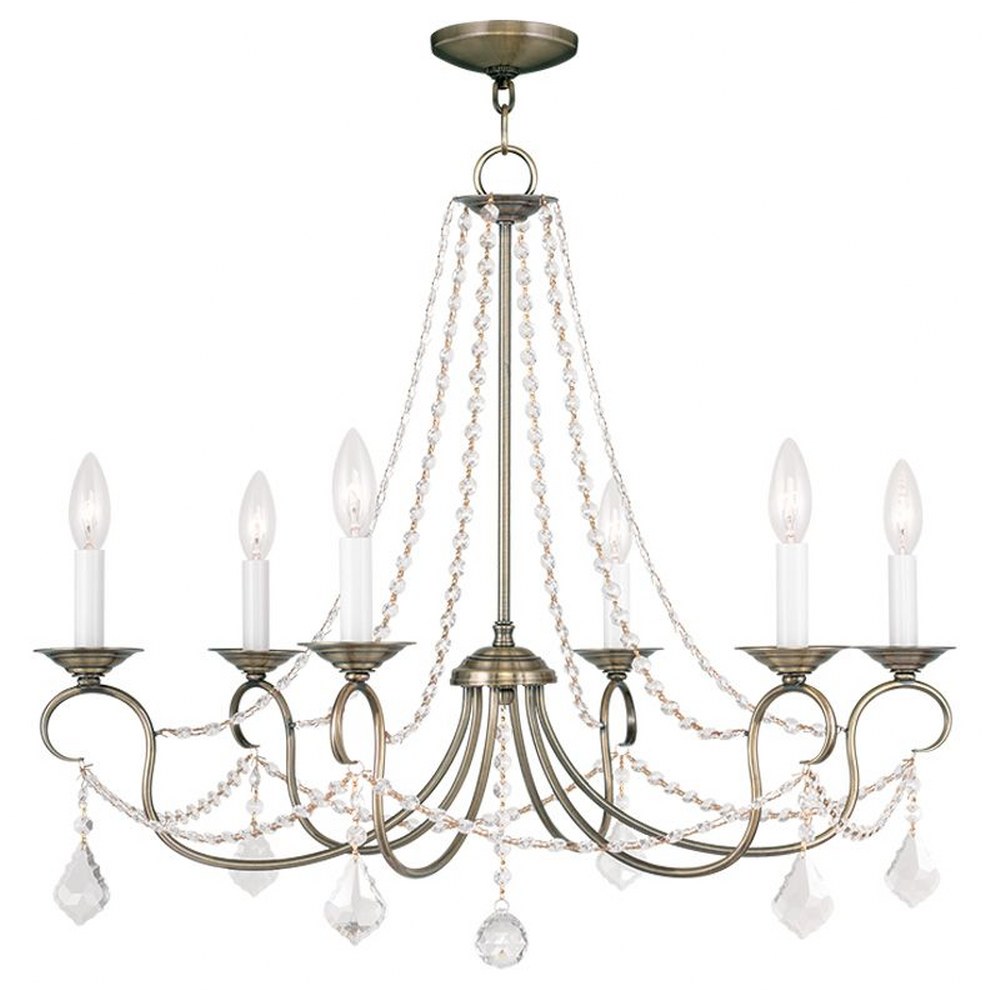 Livex Lighting-6516-01-Pennington - 6 Light Chandelier in Pennington Style - 28 Inches wide by 24 Inches high Antique Brass  Hand Painted Antique Silver Leaf Finish