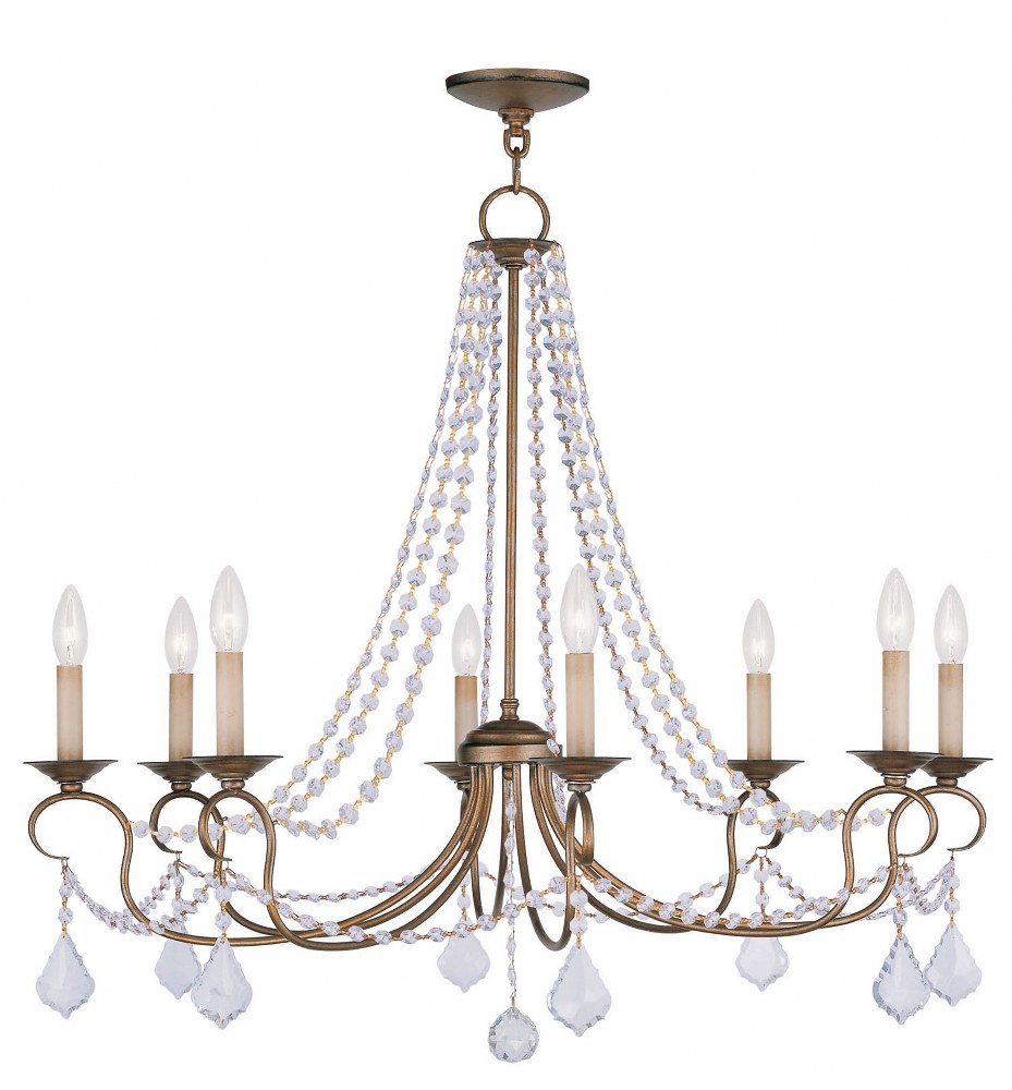 Livex Lighting-6518-48-Pennington - 8 Light Chandelier in Pennington Style - 34 Inches wide by 28 Inches high Antique Gold Leaf  Hand Painted Antique Silver Leaf Finish