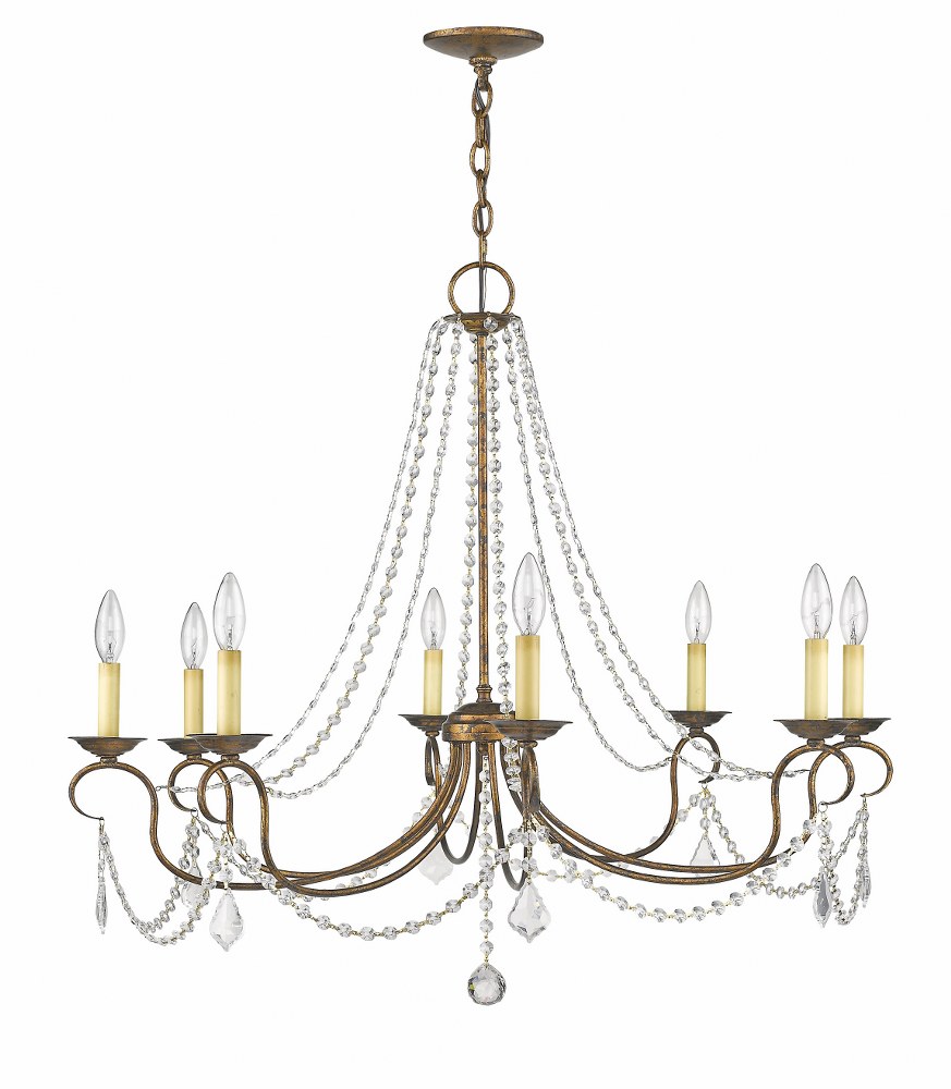 Livex Lighting-6518-71-Pennington - 8 Light Chandelier in Pennington Style - 34 Inches wide by 28 Inches high Hand Applied Venetian Golden Bronze  Hand Painted Antique Silver Leaf Finish