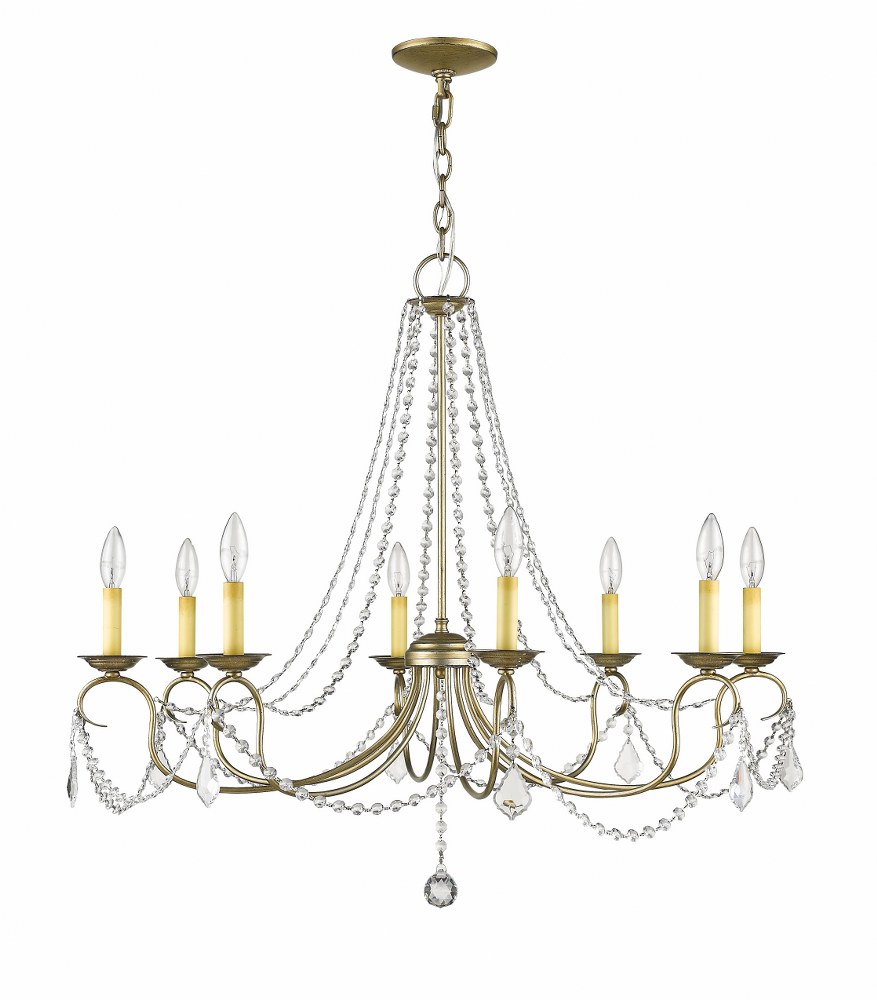 Livex Lighting-6518-73-Pennington - 8 Light Chandelier in Pennington Style - 34 Inches wide by 28 Inches high Antique Silver Leaf  Hand Painted Antique Silver Leaf Finish