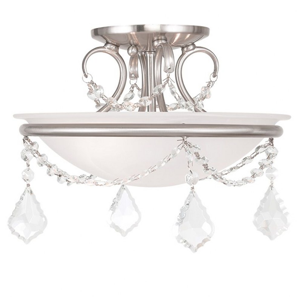 Livex Lighting-6523-91-Chesterfield/Pennington - 2 Light Semi-Flush Mount in Chesterfield/Pennington Style - 12 Inches wide by 9.5 Inches high Brushed Nickel  Hand Painted Antique Silver Leaf Finish w