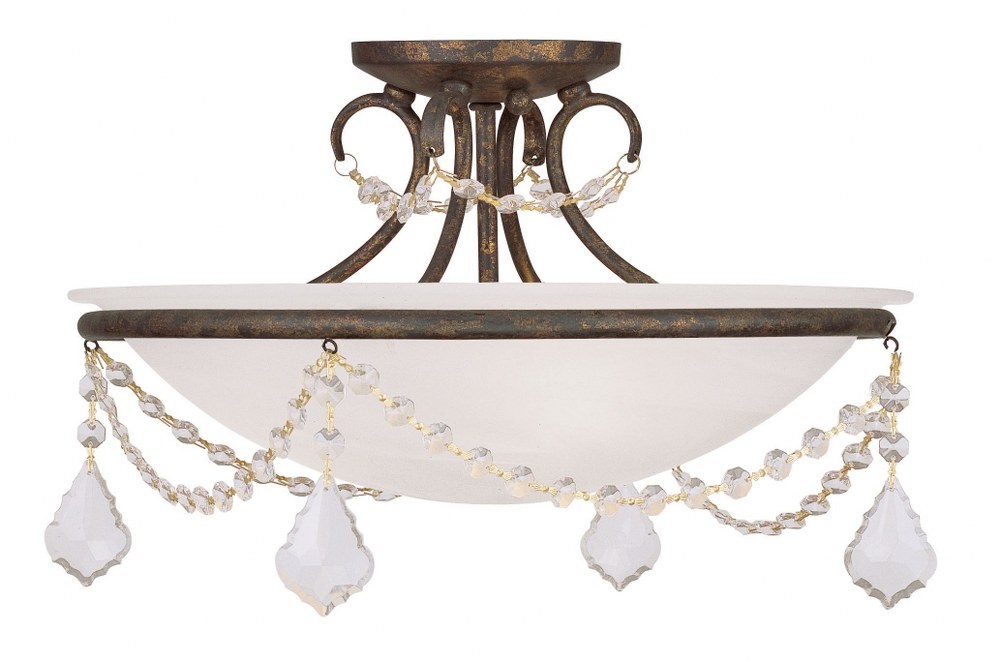 Livex Lighting-6524-71-Chesterfield/Pennington - 3 Light Semi-Flush Mount in Chesterfield/Pennington Style - 16 Inches wide by 10 Inches high Hand Applied Venetian Golden Bronze  Hand Painted Antique 