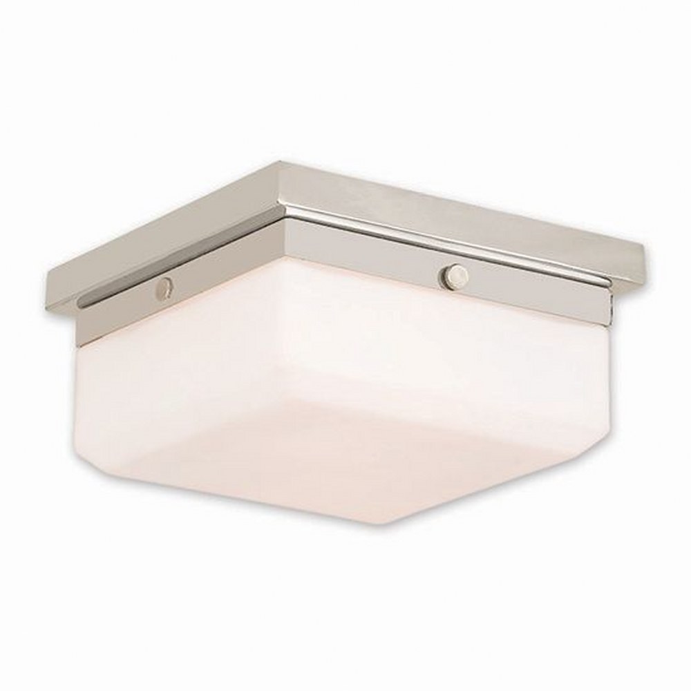 Livex Lighting-65536-35-Allure - 2 Light ADA Wall Sconce in Allure Style - 8 Inches wide by 3.88 Inches high Polished Nickel  English Bronze Finish with Satin Opal White Glass