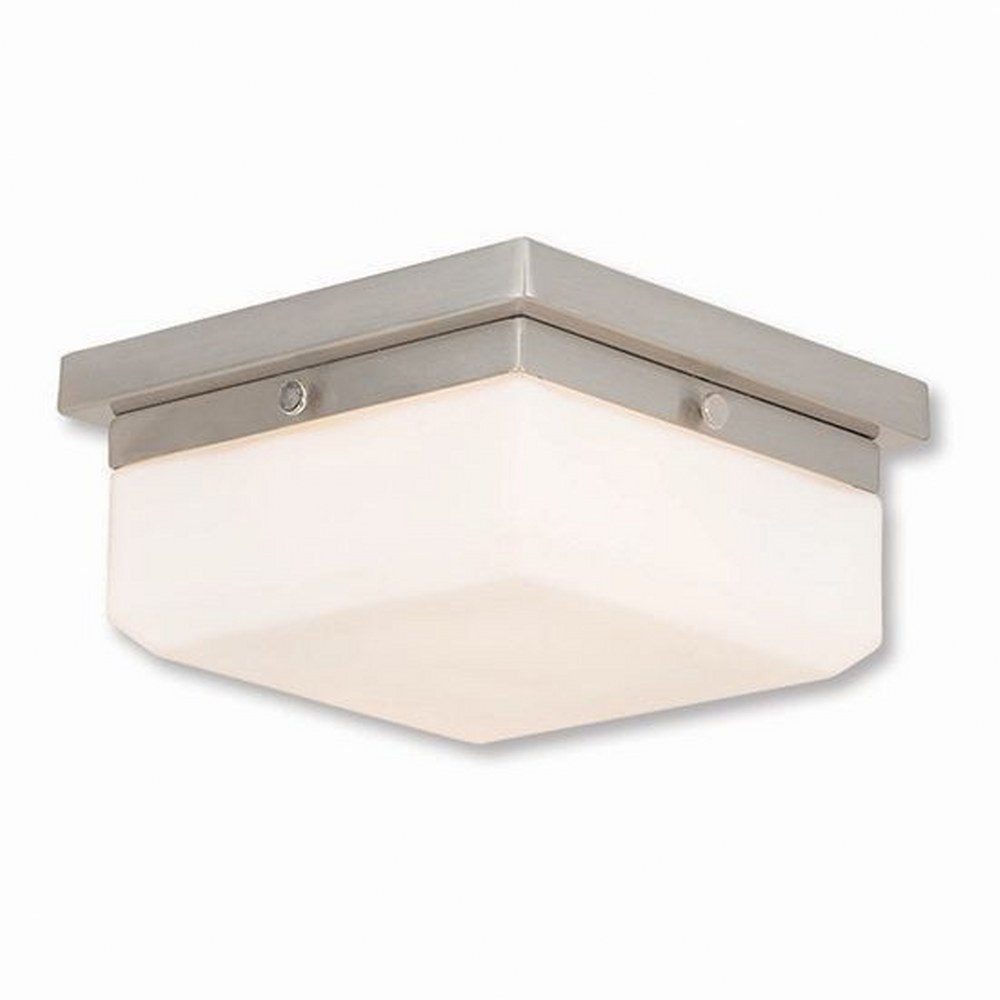 Livex Lighting-65536-91-Allure - 2 Light ADA Wall Sconce in Allure Style - 8 Inches wide by 3.88 Inches high Brushed Nickel  English Bronze Finish with Satin Opal White Glass