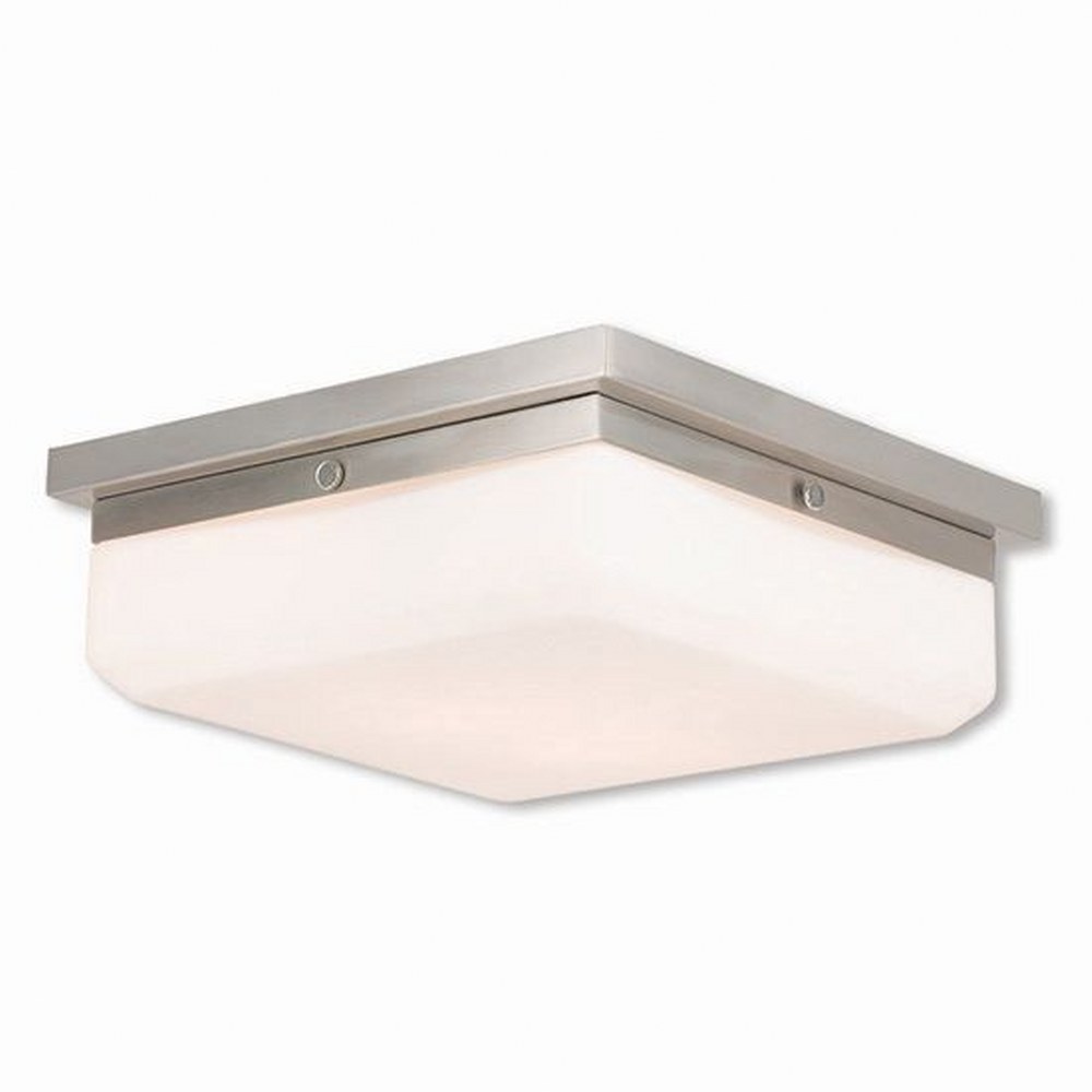 Livex Lighting-65537-91-Allure - 3 Light ADA Wall Sconce in Allure Style - 11 Inches wide by 3.88 Inches high Brushed Nickel  English Bronze Finish with Satin Opal White Glass