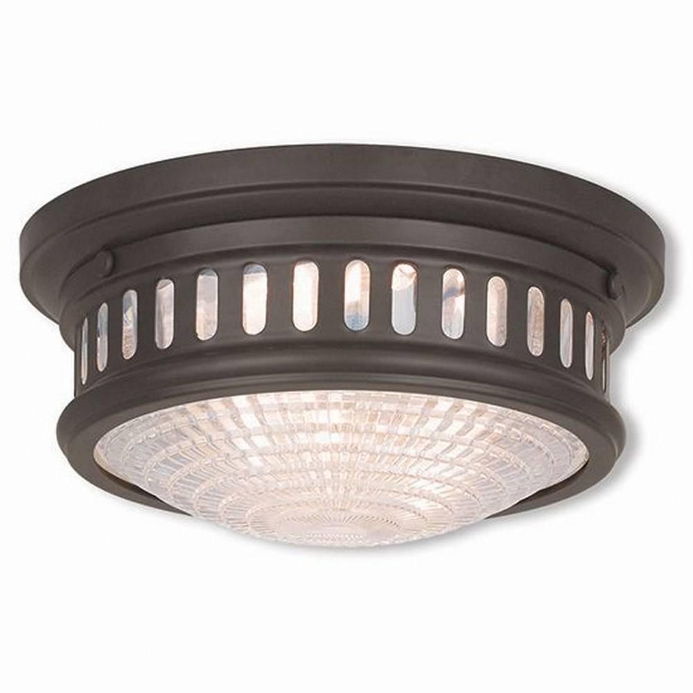 Livex Lighting-73051-07-Berwick - 2 Light Flush Mount in Berwick Style - 11 Inches wide by 5 Inches high Bronze  Brushed Nickel Finish with Clear Cut Glass